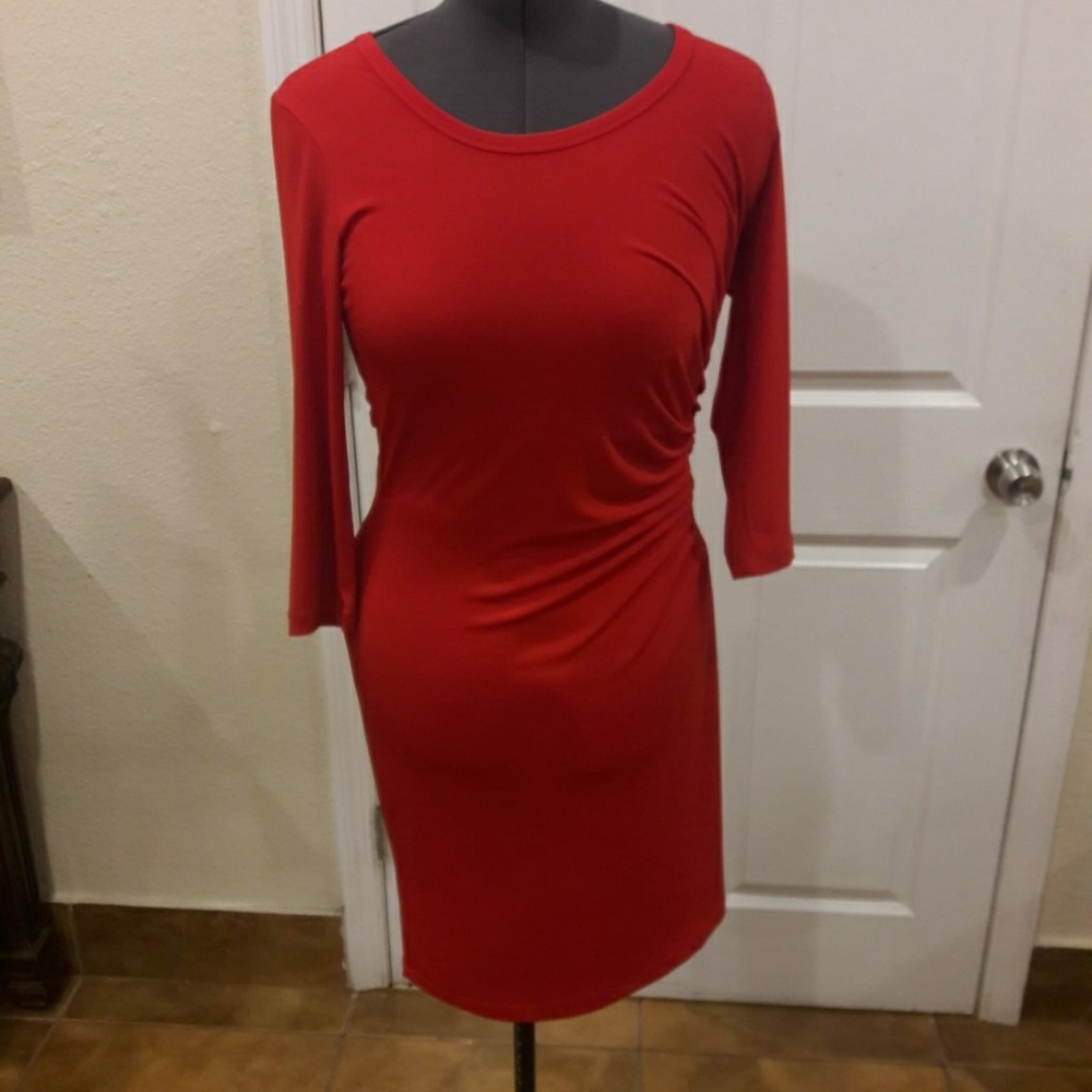 Calvin Klein Sleeved Red Dress